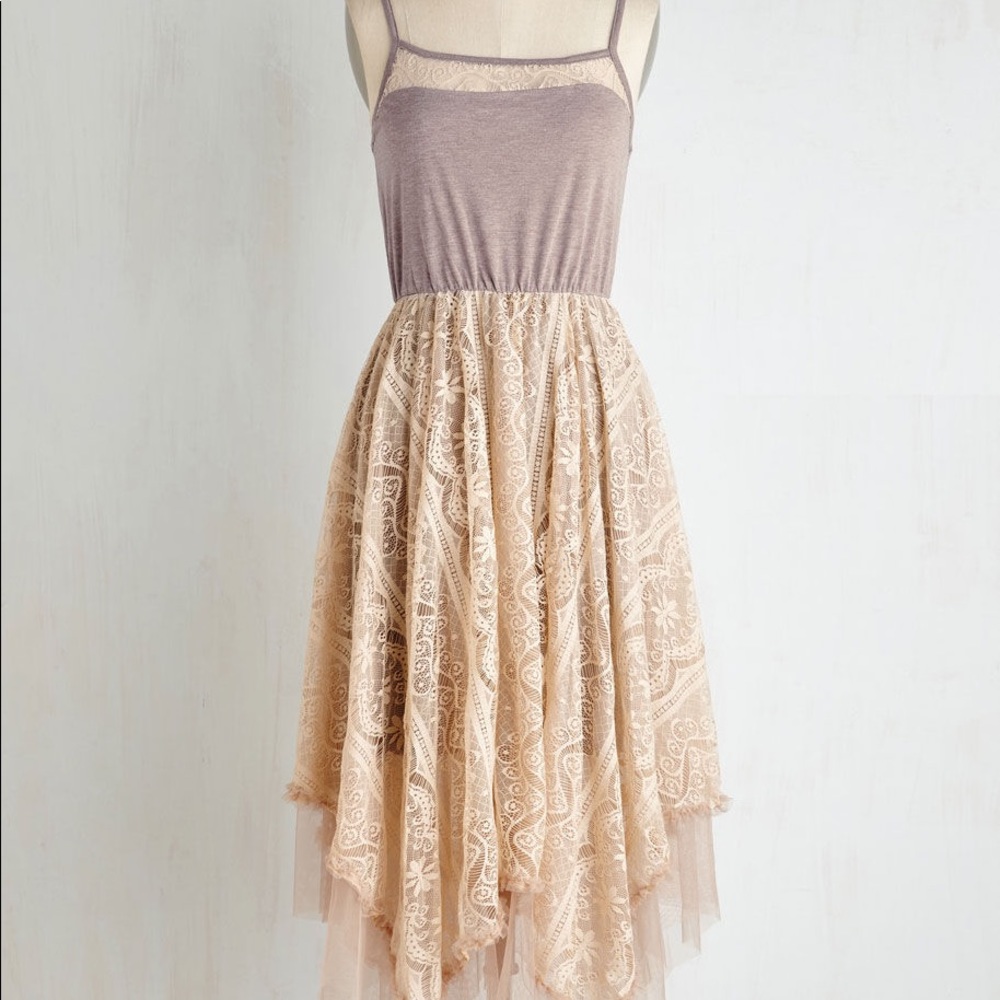 ModCloth beige midi dress